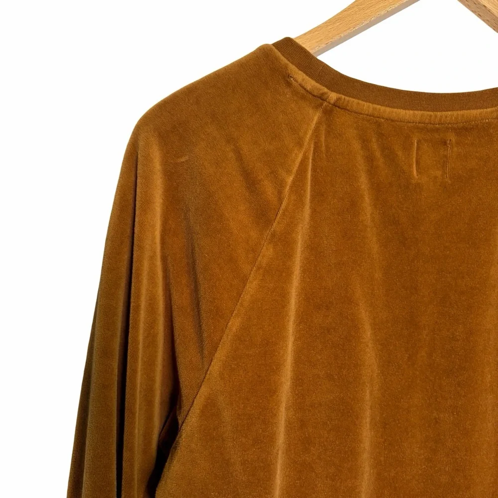 GAP Velour Crewneck Sweatshirt Velvet in Bright Brown, Size S - Picture 7 of 12